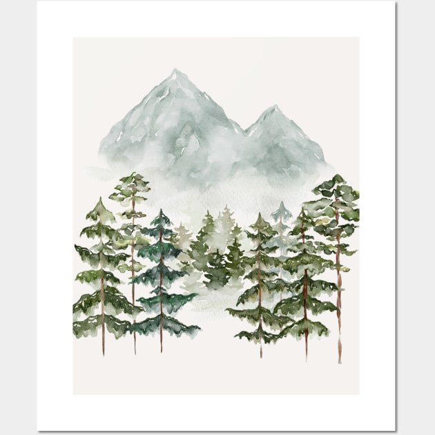 Watercolor Mountain View Wall Art by the nature buff